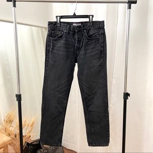 Free People Black Button Fly Straight Jeans Crop